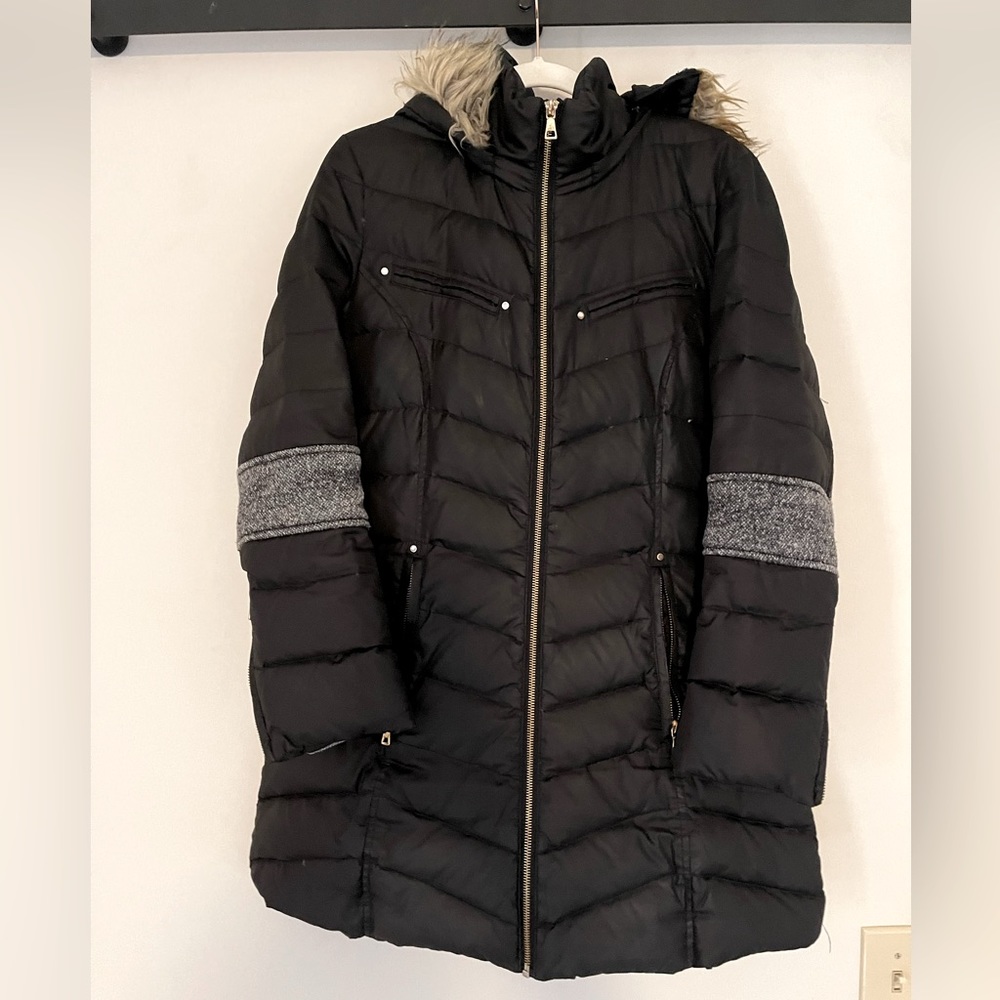 Black thigh length winter coat